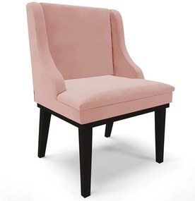 Poltrona Decorativa Base Fixa de Madeira Firenze Veludo Rosê/Preto G19 - Gran Belo