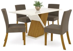 Mesa de Jantar Tampo de Vidro 160cm Solus Nature Off White