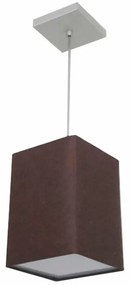 Lustre Pendente Quadrado Md-4007 Cúpula em Tecido 25/16x16cm Café - Bivolt