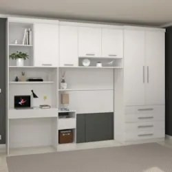 Guarda Roupa Solteiro Modulado CP02 Taiga Branco L01        - Mpozenat