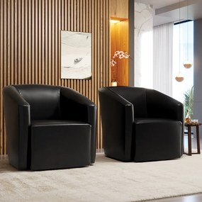 Poltrona Decorativa Base Giratória Kit 2 Stella Max Sintético PU Preto D03 - D'Rossi