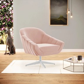 Poltrona Giratória Giovana Veludo Base Cromada D03 - D'Rossi - Rose