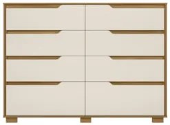 Cômoda Para Quarto 8 Gavetas 147cm Parma Z17 Freijó/Off White - Mpozen