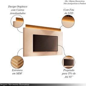 Conjunto Painel Nobre c/LED e Bancada Ária TV até 85 Polegadas Off White/Cinamomo G26 - HB Móveis