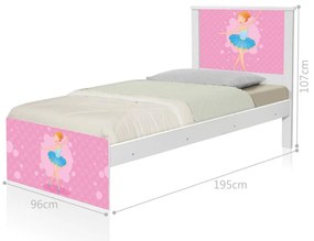 Cama Solteiro Infantil 195x96cm para Quarto Personagens K02 - D'Rossi - BAILARINA CLÁSSICA