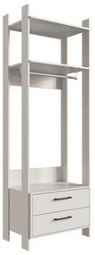 Closet Aberto com 2 Gavetas Cabide Guarda Roupa Off White