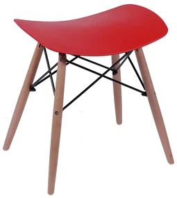 Banco Eiffel em PP Preto com Base Madeira - Banco Eiffel em PP Vermelho com Base Madeira - Or 1141