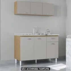 Armário de Cozinha e Balcão 120cm Classic Damasco/Off White Z46 - Mpoz