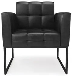 Poltrona Decorativa Base Industrial Preto Ana Sintético PU Preto- Ibiz