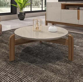 Mesa De Centro Lizz Off White/Cedro - Casa D Móveis
