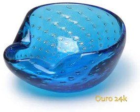 Bowl 2 Tela Água-marinha Com Ouro Murano Cristais Cadoro BOWL 2 TELA AGM C/OURO-LV