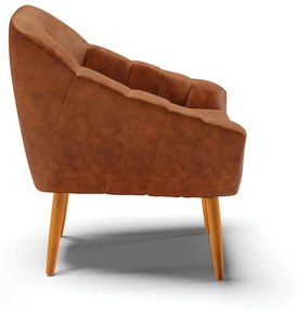 Poltrona Giovana Corano Pés Palito Castanho - Indo Decorar - Nozes