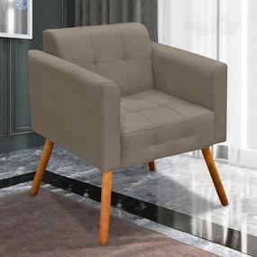 Poltrona Decorativa Pés Palito Karen Suede Nude G19 - Gran Belo
