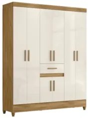 Guarda Roupa Casal 165cm 8 Portas Parla Freijó/Off Z17 - Mpozena