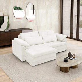 Sofá Retrátil Elétrico Sala de Estar Nolan Bipartido 175cm Conforto Premium em Couro Branco G58 - Gran Belo