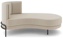 Chaise Longue Divã 164cm Braço Esquerdo Logus D06 Veludo Bege - Mpozen