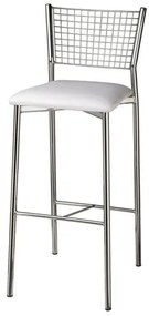 Banqueta Gradeada Media com Assento em Corino Branco 12583 Sun House