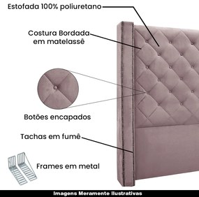 Cabeceira Decorativa Queen Size 1,84M Loewe Veludo Lilás G63 - Gran Belo