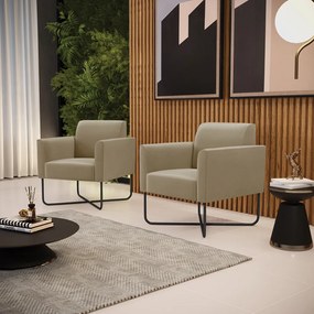 Kit 2 Poltronas Base X Industrial Preto Marisa Suede - Marrom Rato