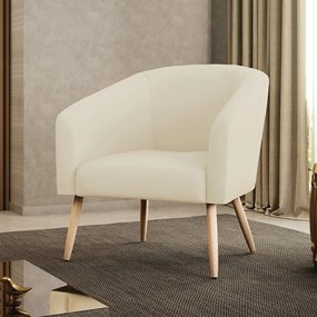Poltrona Decorativa Pé Palito Natural Stella Cotelê Ext/Veludo D03 - D'Rossi - Off White