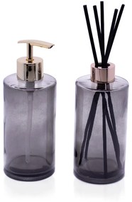 Kit Difusor e Porta Sabonete Liquido de Vidro Preto - Indo Decorar