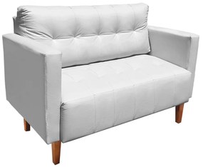 Kit 1 Sofá Namoradeira e 2 Poltronas Livia Corino Pés Chanfrado Castanho - D'Rossi - Branco
