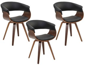 Kit 03 Cadeiras Decorativas para Sala de Jantar Ohana Fixa PU Preto G56 - Gran Belo