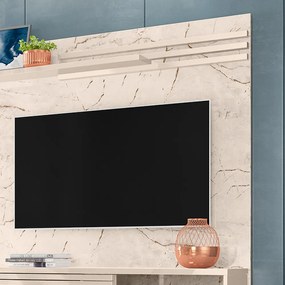 Painel TV 55 Pol 136cm Bancada Suspensa para Sala Briven M20 - D'Rossi - Calacata e Off White