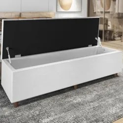 Recamier Baú Estofado King 193cm Horus Sintético Branco Z04 - Mpozenat