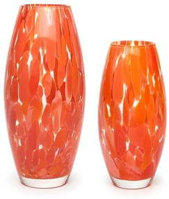 Par de Vasos Oliva G e P Cacos Laranja Murano Cristais Cadoro
