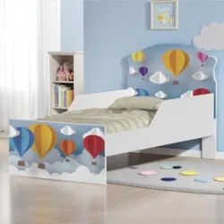 Mini Cama Infantil 148x68cm Com Proteção Lateral Balões K06 - Mpozenat