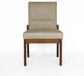 Conjunto 2 Cadeiras De Jantar Aurora Base Madeira Maciça Estofada Suede Nude
