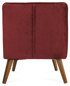 Poltrona Decorativa Dalia Pés de Madeira Suede Vermelho - Sheep Estofados - Vermelho