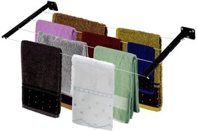 Varal De Parede Retratil Recolhivel Metal Dobravel Muro Refor&ccedil;ado Preto