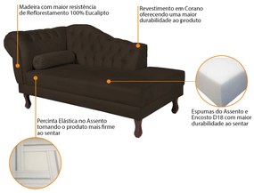 Recamier Diana 185cm Lado Direito Corano Marrom - ADJ Decor