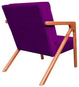 Poltrona Decorativa Monalisa Pés Madeira Veludo Roxo - Sheep Estofados