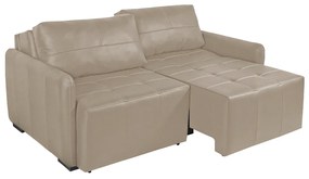 Sofá Decorativo 4 Lugares Sala de Estar 260cm Reclinável e Retrátil Kassandra Couro Bege G34 - Gran Belo