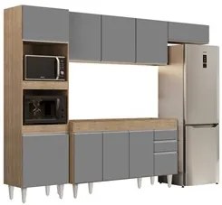 Armário de Cozinha Modulada 4 Peças CP10 Balcão Castanho/Preto - Lumil