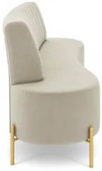 Sofá 2 Lugares 135cm Pés Aço Dourado Tamar Veludo Bege Z08  - Mpozenat