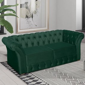 Namoradeira Sofá 2 Lugares Chesterfield Capitonê 186cm Veludo Verde - Sheep Estofados - Verde