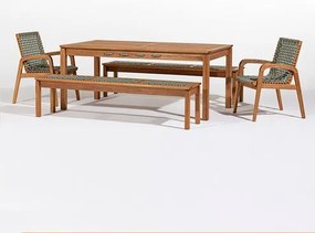Conj. Trama Mesa 8 Lugares Jatobá Corda Oliva 180cm - 78599 Sun House