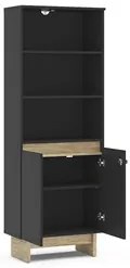 Estante Livreiro 2 Portas 3 Prateleiras Los Angeles Preto/Carvalho Cla