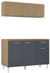 Armário de Cozinha e Balcão 120cm Classic Ripado Damasco Cinza Z46 - M