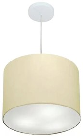 Lustre Pendente Cilíndrico Md-4212 Cúpula em Tecido 40x30cm Algodão Crú - Bivolt