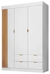 Guarda Roupa Infantil Detalhe Ripada 3 Portas Ayla Branco - Phoenix