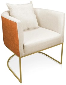 Poltrona Paola Corano Nozes com Linho Base Metálica Dourado D03 - D'Rossi - A19 Grosso Bege