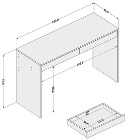 Mesa Computador Escritório Lindóia 1,20m 2 Gavetas - Branco