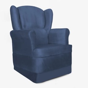 Poltrona Ana de Amamentação com Balanço Suede Azul Marinho