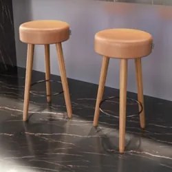 Banqueta Alta Estofada Pés Palito Kit 2 Hong Sintético Amarula S08 - M