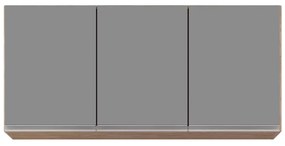 Kit 2 Armários Aéreo de Cozinha Lavanderia 03 Portas Tina 120 cm - D'Rossi - Castanho e Cinza